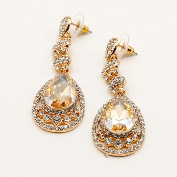 Nox Anabel Jewelry - Rhinestone Encrust Teardrop Earrings NX1408370